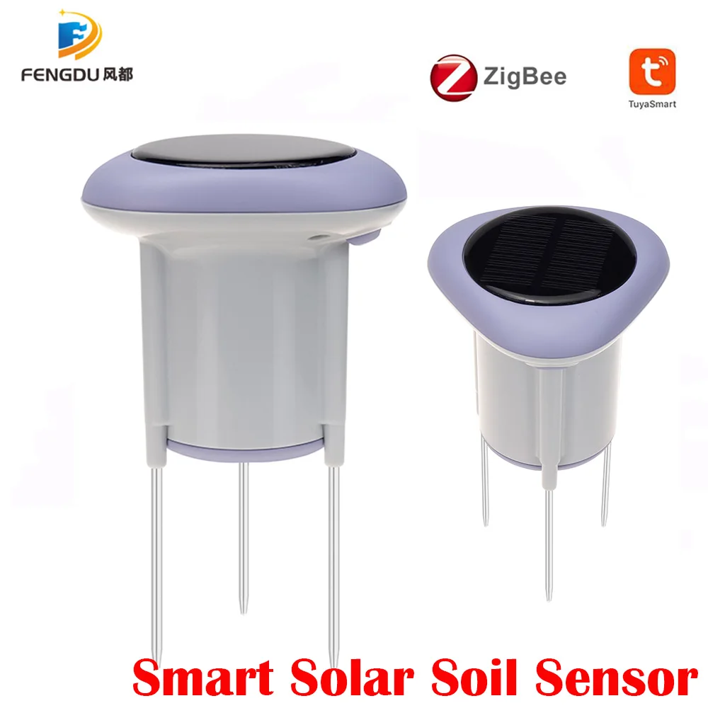 

Tuya Smart Zigbee Soil Sensor Solar Moisture Planting Temperature and Humidity Meter IP66 Wireless Soil Tester turf Gardening