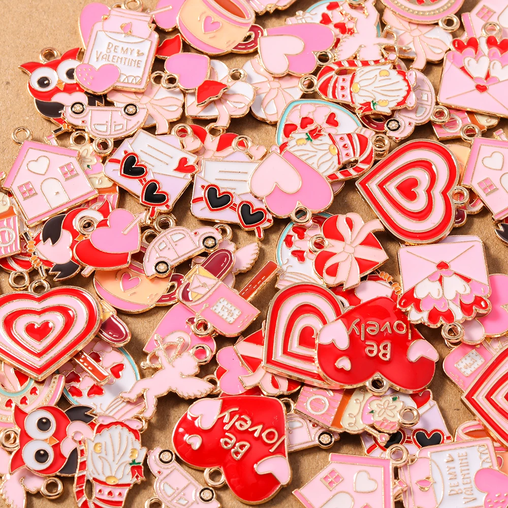 10pcs Cute Enamel Love Heart P - Art Craft Handmade ulasan dan harga
