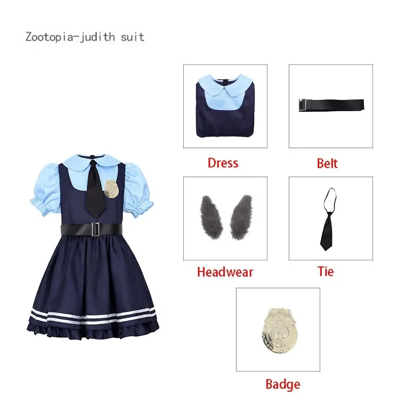 

☎UWAWA 2026 New Zootopia Judy Bunny Costume Cosplay Carnival Birthday Party Clothing Full Sets Children's Women's Christmas gi☎