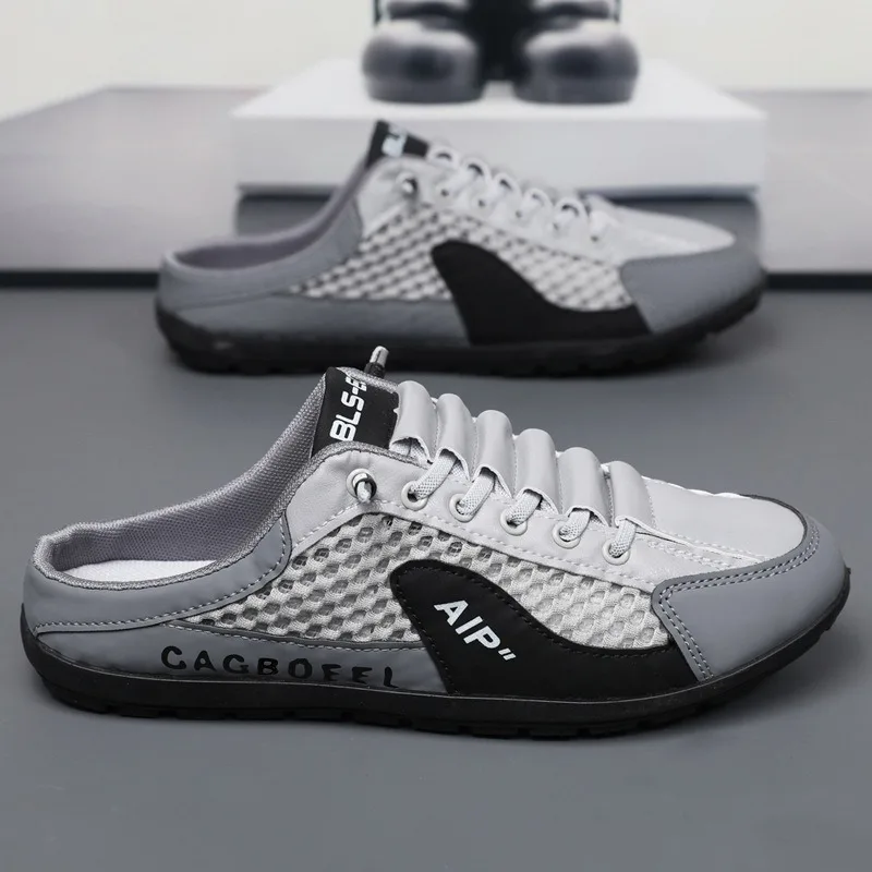 Summer Mens Plus Size 39-48 Half Slippers Lightweight Breathable Slip-on Casual Shoes Brand Non Slip Versatile Men Running Shoes