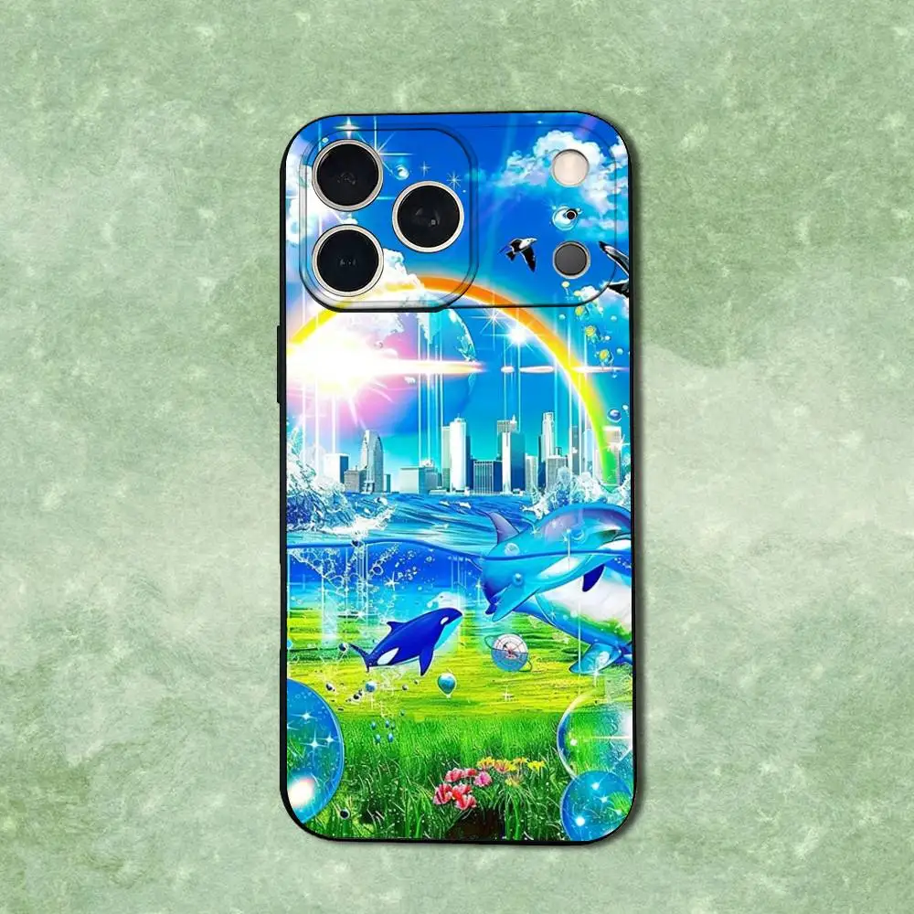 Funda de teléfono Frutiger Aero de arte fresco para iPhone 14,13,17,12,11,16,15,Plus,Pro Max,XS,X,XR,SE,Mini, funda negra de silicona suave