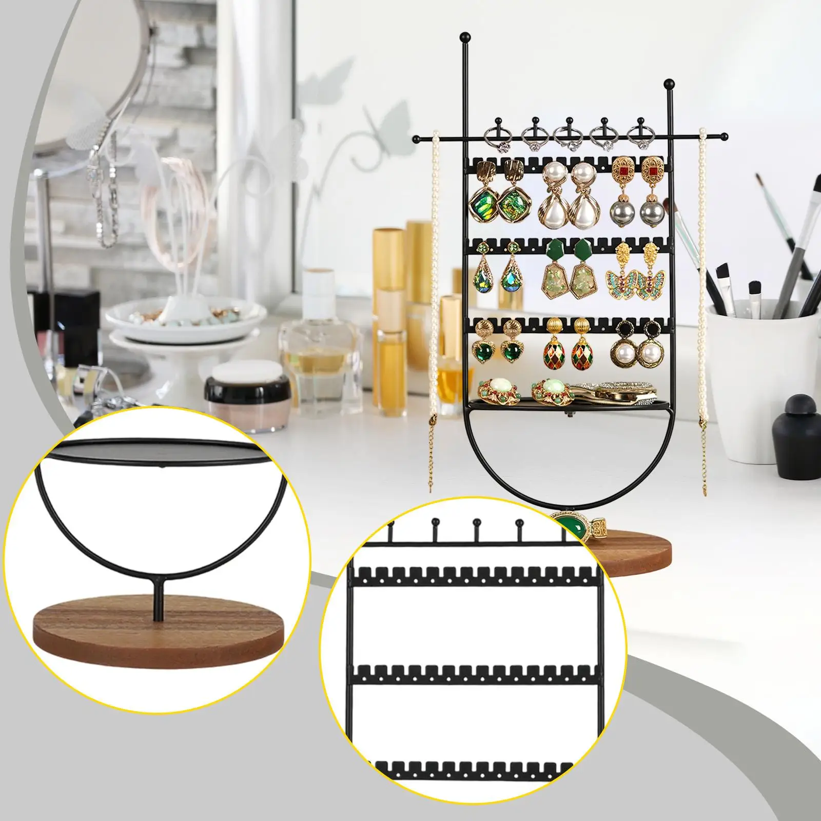 

Jewelry Organizer Earring Tree Hanger with Hook Rings Tray Jewelry Display Rack Ear Stud Holder for Tabletop Shows Home