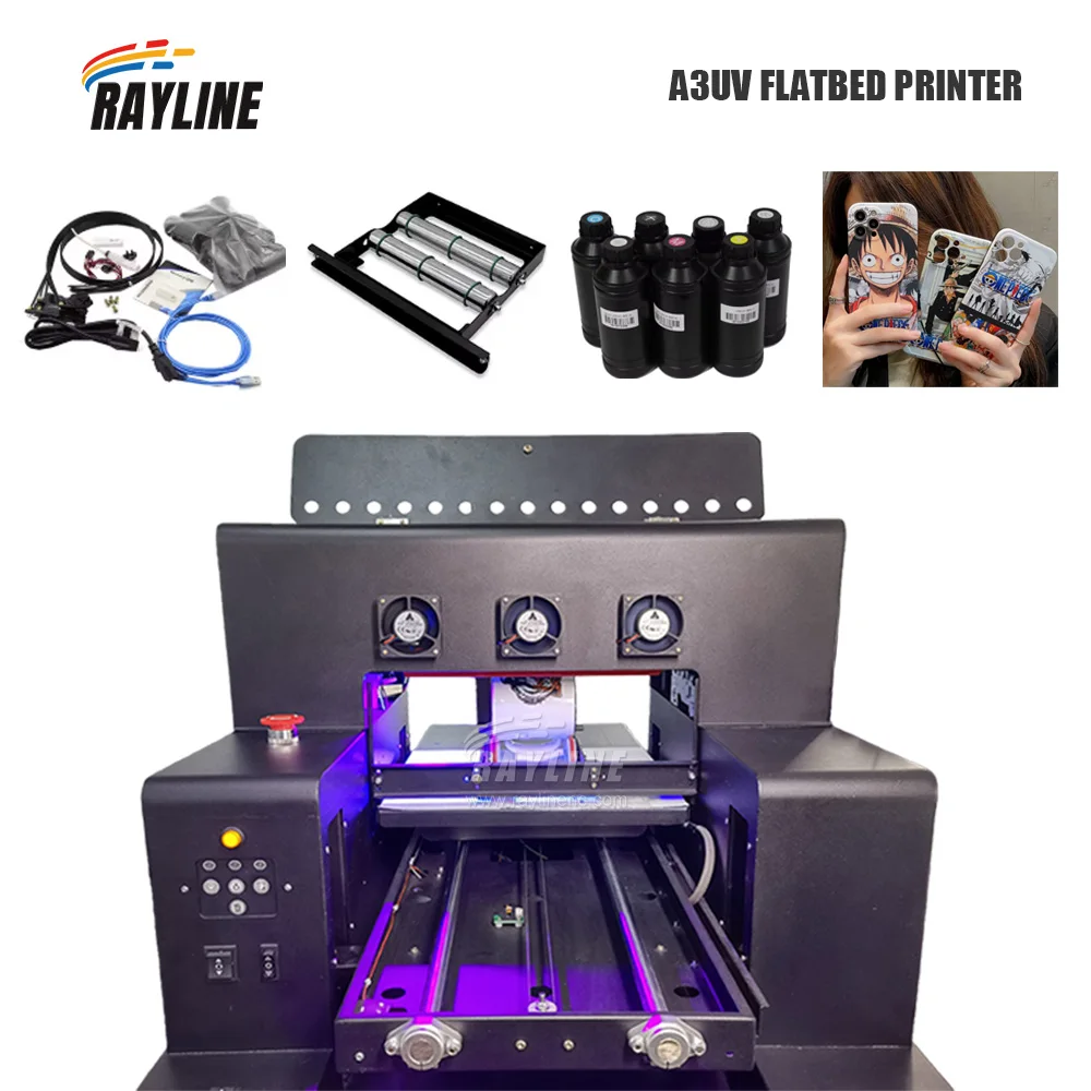 A3 A4 UV Flatbed Printer Small Universal Printer for Cylinder Metal Ceramics Phone Case Plastic PVC Craft Printing view 6