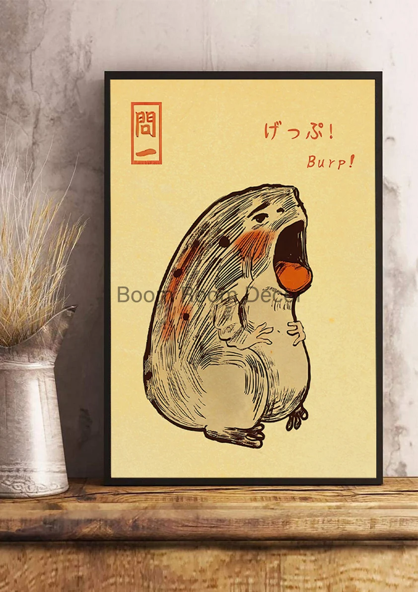 Japanese Frog Poster Character Nostalgia Decoration Chambre DIY Wall Picture Dormitory Home Vintage Room Bedroom Painting