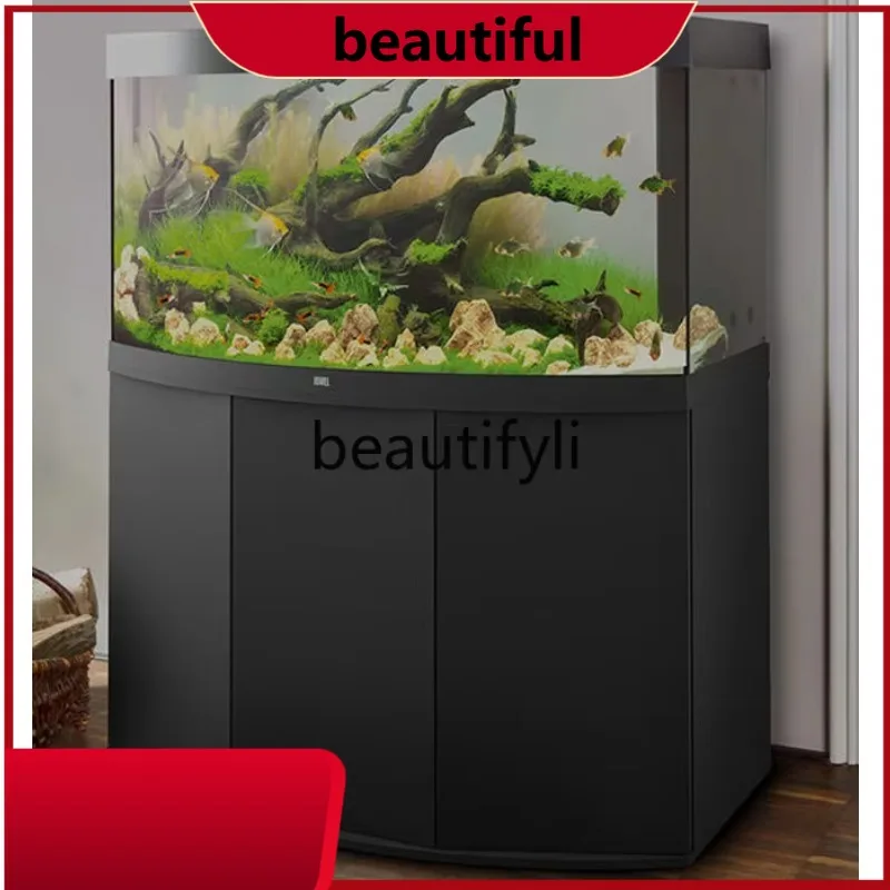 Curved glass fish tank Vision450 1.5m black wood grain aquarium H