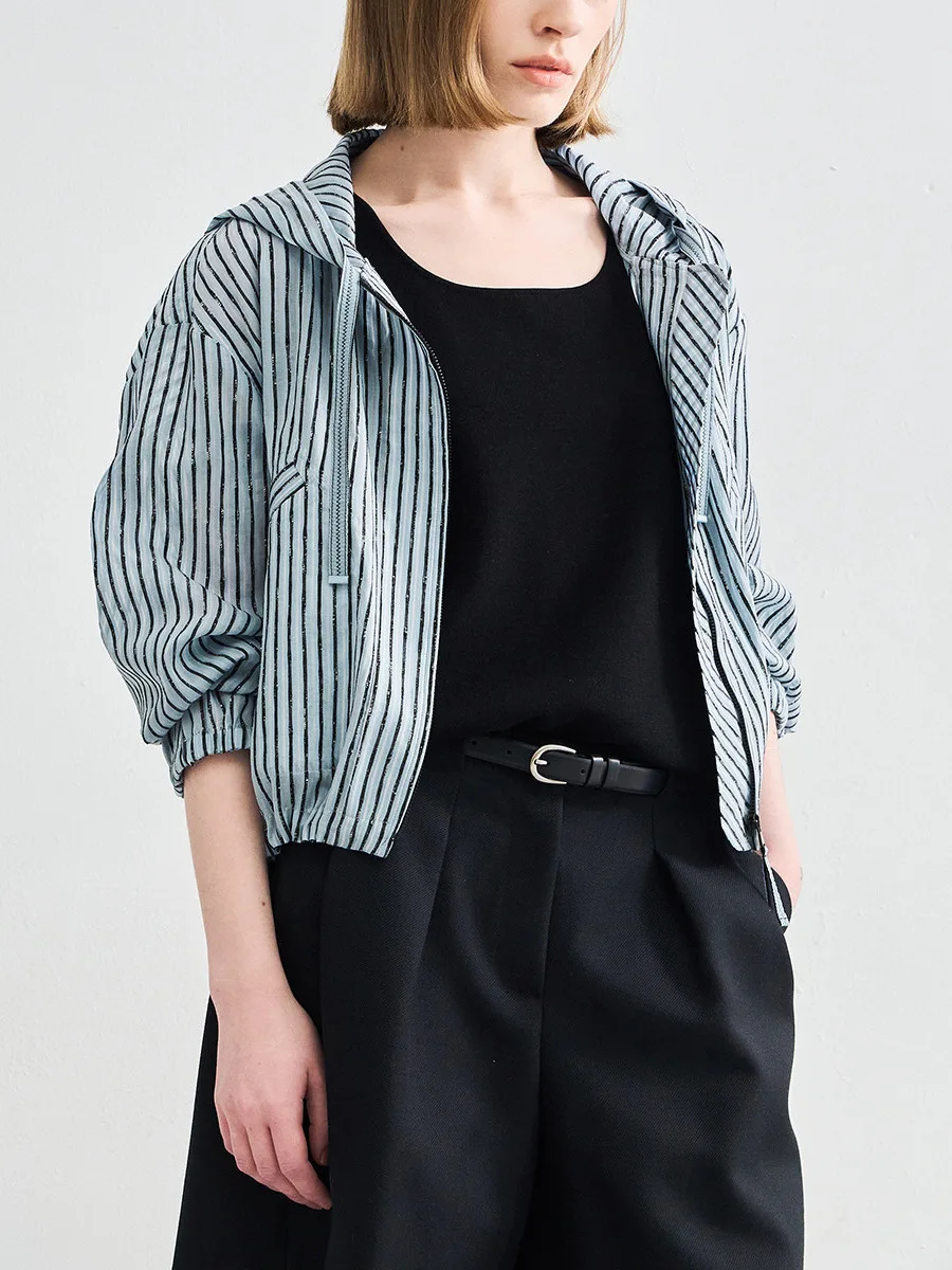 Semplice marchio coreano RHMY25 Spring Hit Loose Fit Dimagrante Stripe ort Lunghezza Protezione solare Jaet Casual Pendolarismo Sle