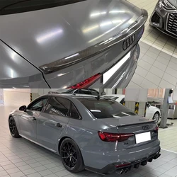 FOR Audi A4 B9 S4 S-line 2017-2020 Sedan S Style Carbon Fiber Rear Spoiler Trunk Wing FRP Glossy Black Forged Carbon