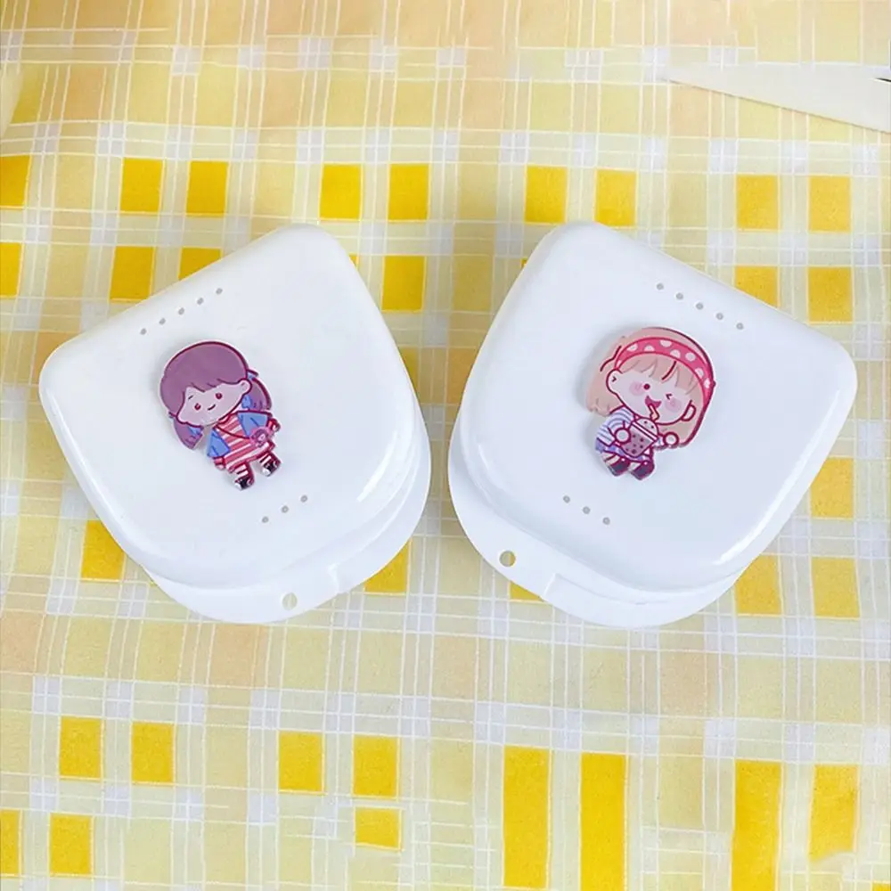 

Cartoon Dust-proof Invisible Retainer Case Multifunction Durable Denture Case Perforated Tooth Storage Braces Storage Box Women