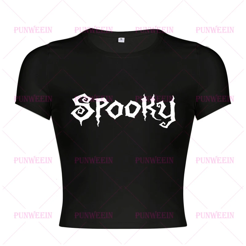 Spooky Daemon Gothic Punk Streetwear T-shirt Harajuku Zoet meisje Baby Tee Zomer Emo Meisjes Vintage kawaii Y2k 90s Party Crop Top