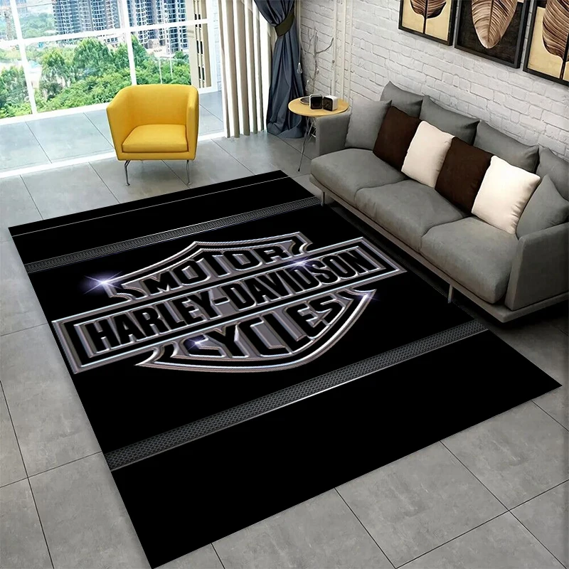 Retro H-Harleys Racing Moto Non-Slip Area Rug for Living Room,Bedroom,Playroom,Soft Carpet Floor Mat Home Decor Rug Kids Room view 2