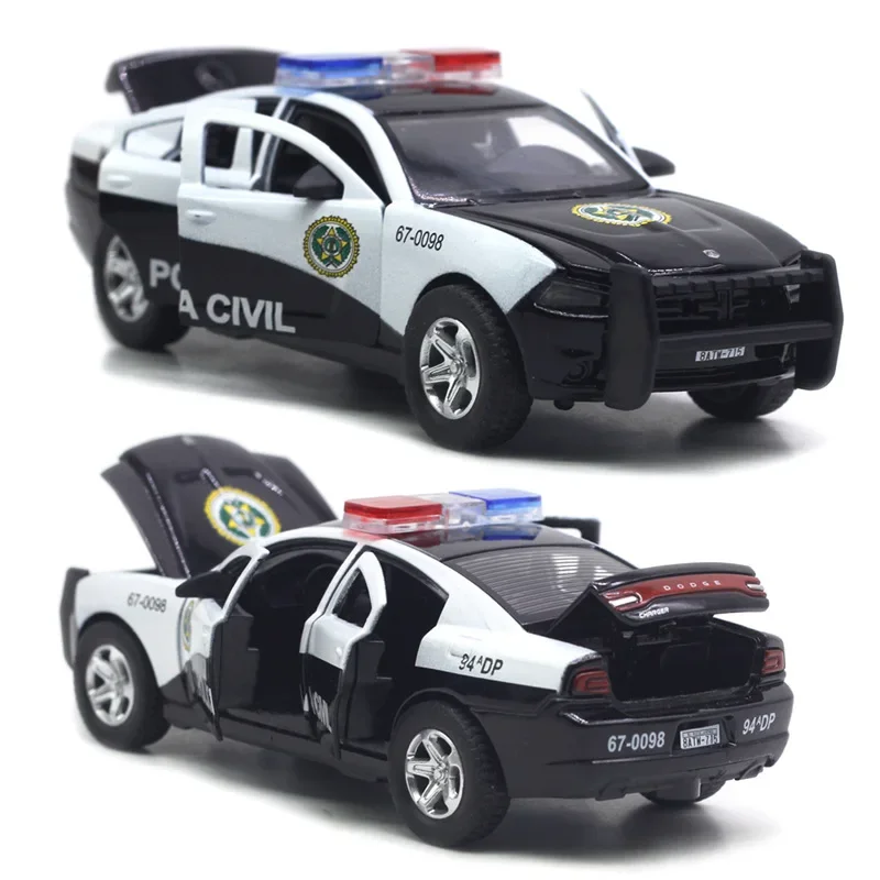 1:32 liga dodge charger modelo de carro de polícia diecasts & veículos de brinquedo simulação som e luz puxar para trás coleção brinquedos crianças presente