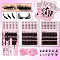 Kit de grupos de pestañas con púas, extensiones inferiores, pestañas postizas con unión y sello, pestañas individuales tenues, venta al por mayor, paquete grande