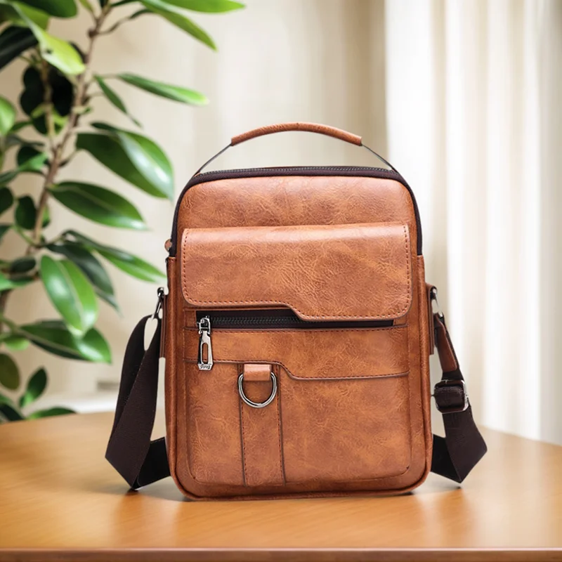 

Vintage Men's Shoulder Bags PU Leather Flaps Men's Crossbody Bags Daily Commuting Handheld Bag