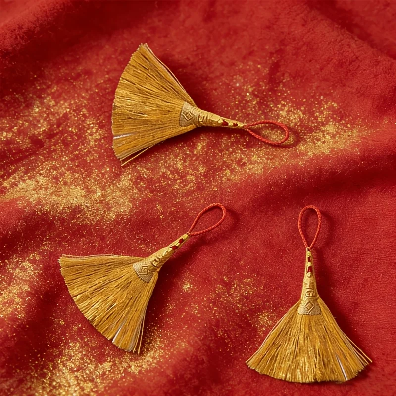 10pcs Feng Shui Golden Wealth Broomsticks, Designed to Bless Family Wealth And Serve As Lucky Charms. Features a Red And Golden