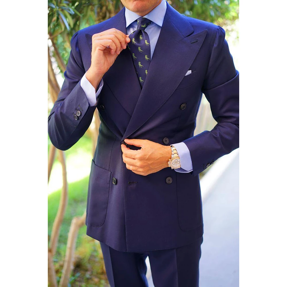 

Handsome Blue Double Breasted Men's Suit Two-pieces(Jacket+Pants) Chic Fashion Casual Party Prom Wedding Set