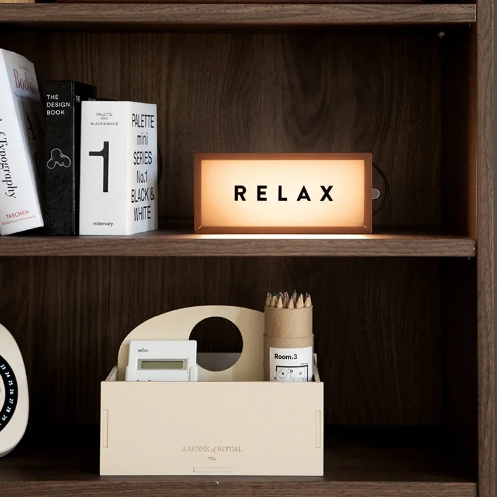 Wooden LED Ambient Light Box Night Lamp for Bedroom E Sports Room Desktop Creative Decor