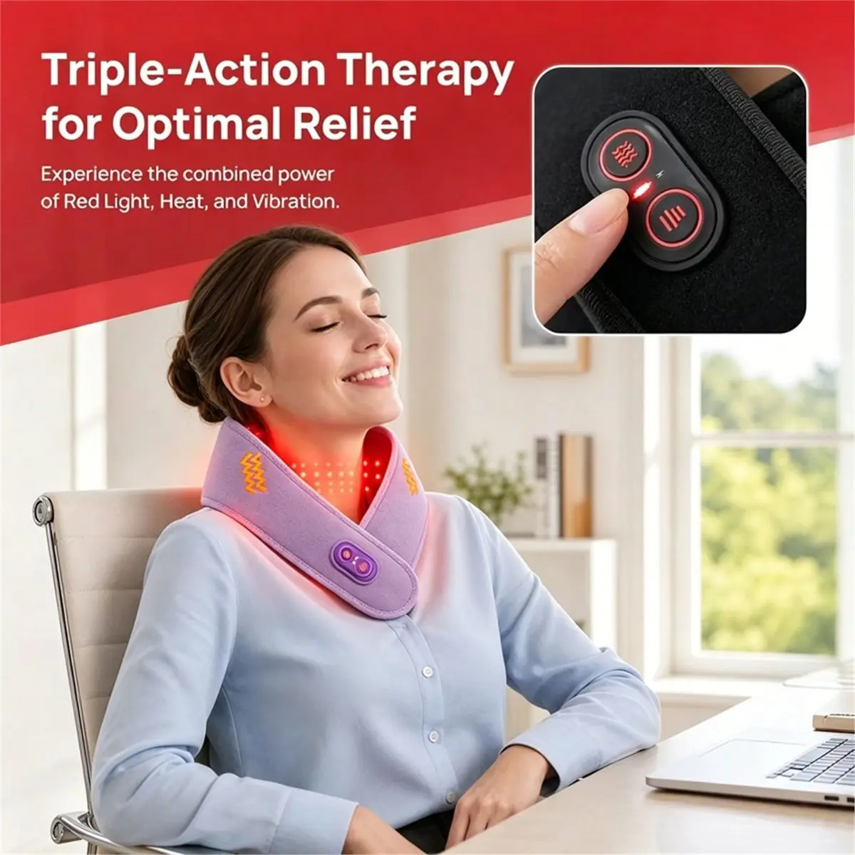 【Newest AT03】Electric Wireless Heated Neck Protection Belt 3000mAh Warmth Neck Massage Relaxation Gift for Parents & Seniors