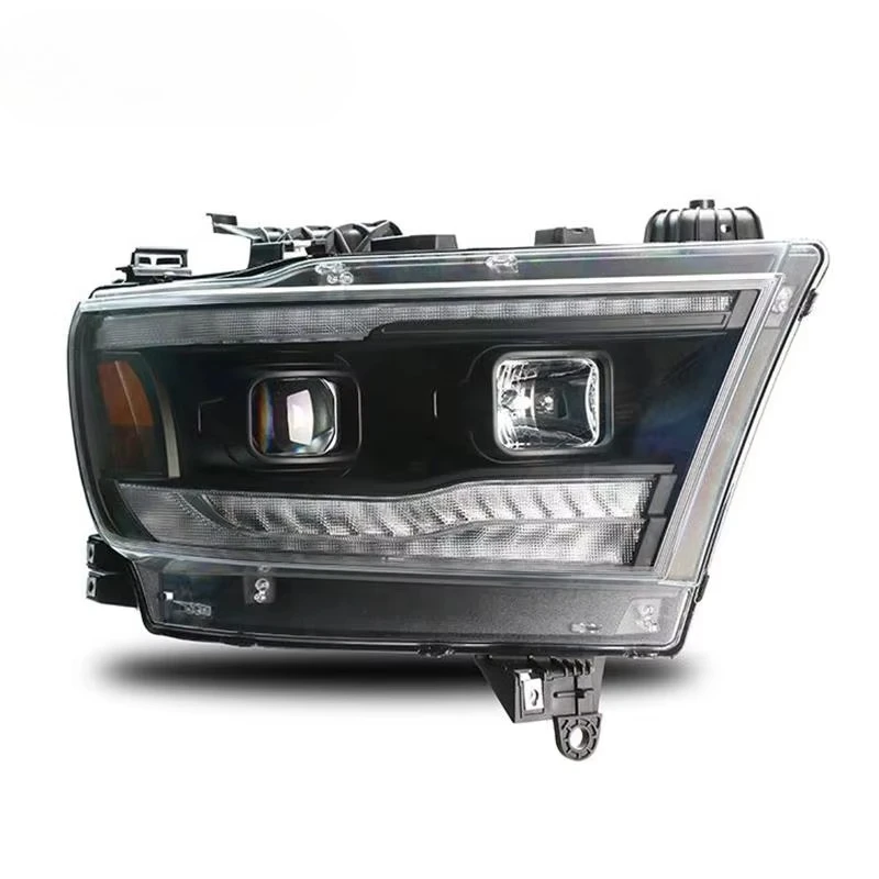 For Ram 2500 3500 2019-2022 Headlamp 68360176 AD Smoky Lens Double Projector Headlamp Light Emitting Diode Strip Headlamp