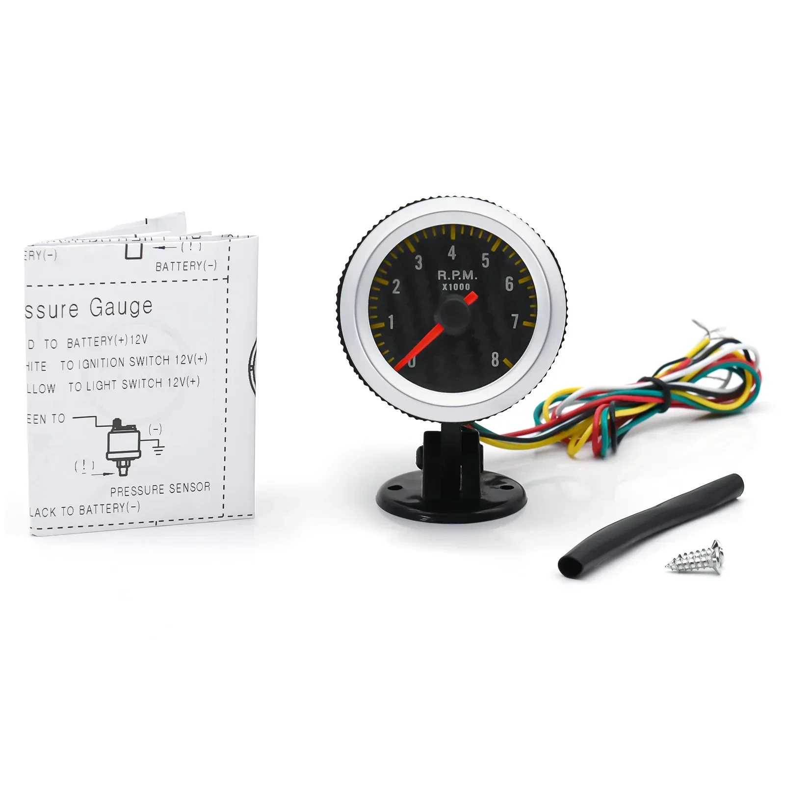 MH-LED الخلفية الحمراء سيارة متر ، مقياس سرعة الدوران ، RPM مقياس ، 0-8000RPM ، 1-8 اسطوانات ، 12 فولت البنزين ، قارب السيارات ، 2 "، 52 مللي متر