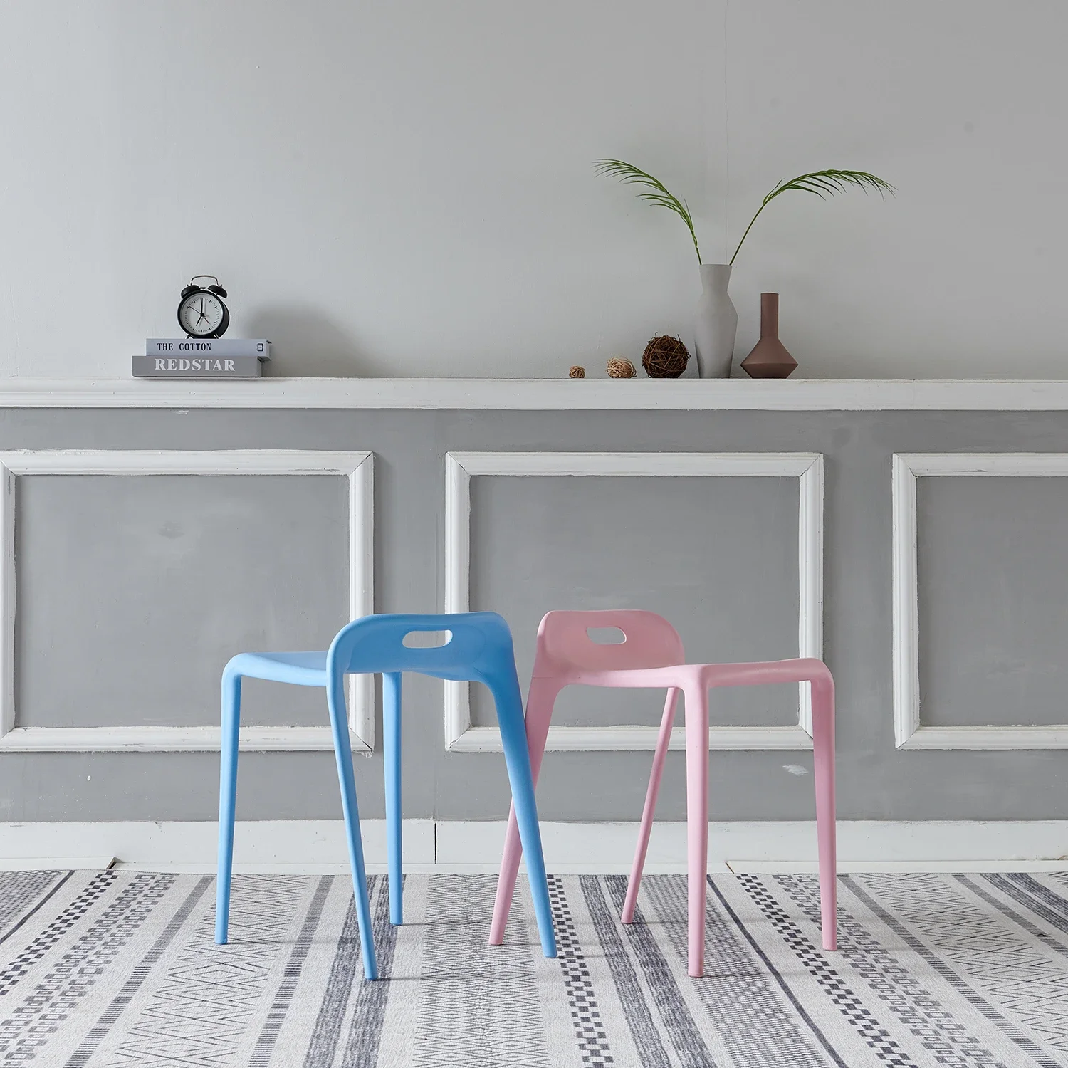 

Plastic stool household creative horse chair thickened