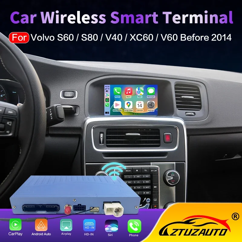 Wireless Carplay Box For Volvo V40 V60 XC60 S60 S80 Before 2014 Multimedia Android Auto Ｍodule Mirror Link Display Screen Camera