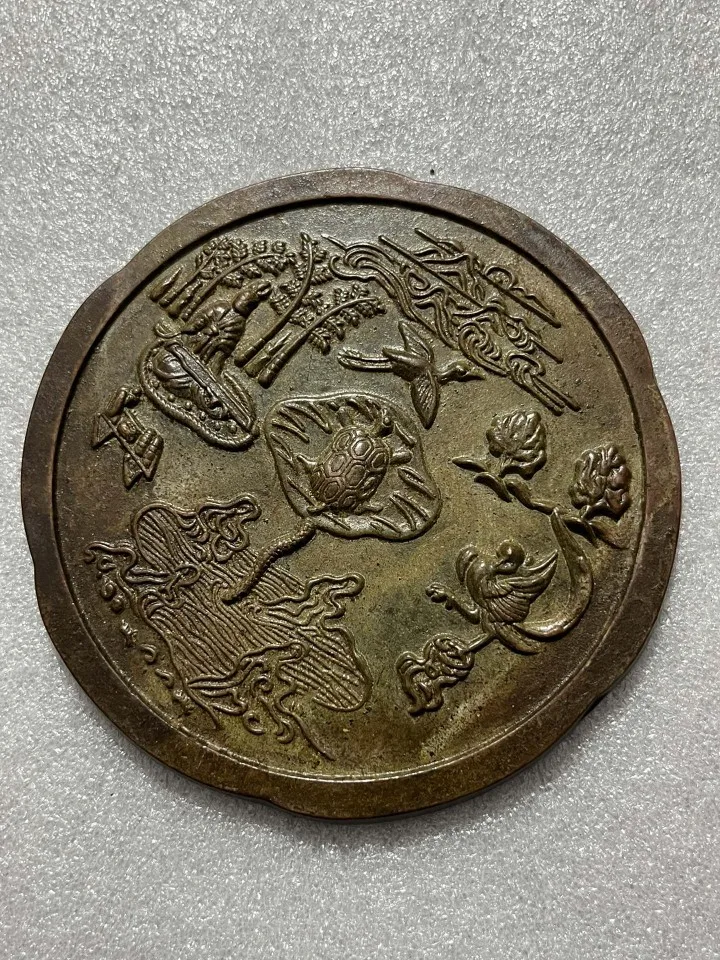 Pure copper mirror, Western Paradise copper mirror, turtle and crane, same longevity, wrapped in paste, old Taoist copper mirror