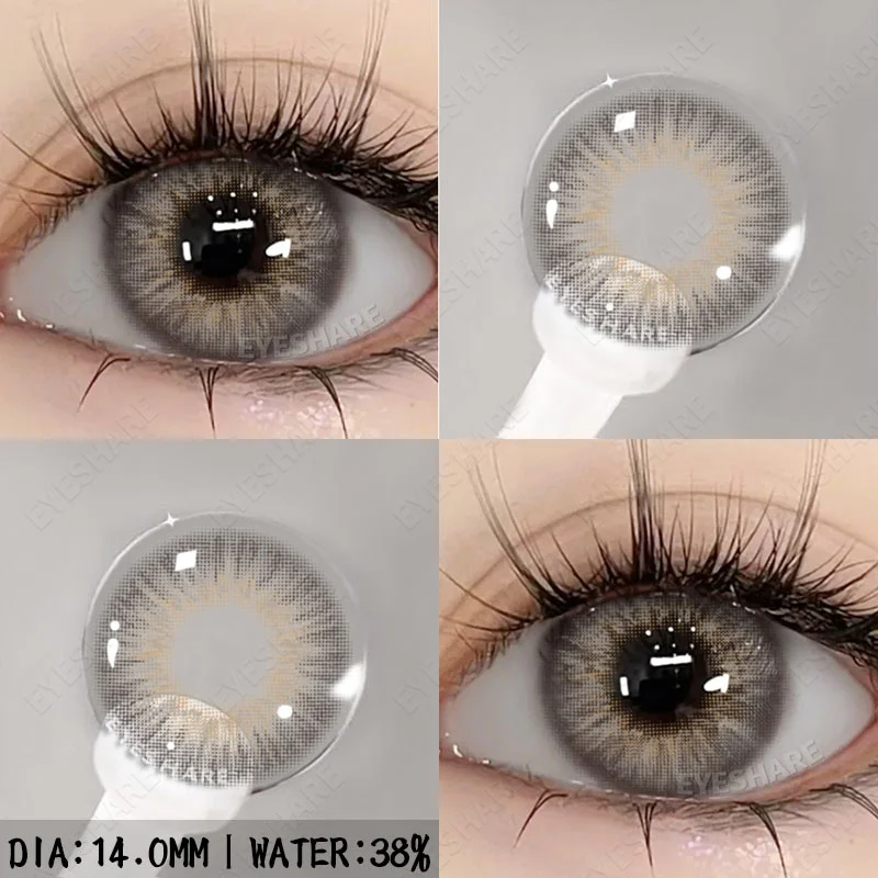 EYESHARE 2 Stück farbige Kontaktlinsen mit Augen, natürliche blaue Kontaktlinsen, braune Schüler, Schönheit, graue Linsen, jährliche grüne Kontaktlinsen
