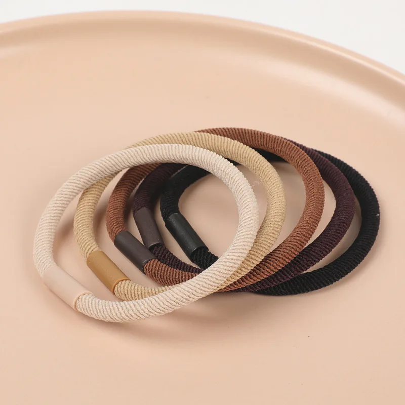 10Pcs Per Bag Temperament Simple Hair Band Women Popular Headrope Leather Case Ponytail Rubber Band Solid Color Hair Rope