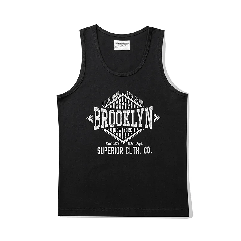 

Heavy Cotton Vest Men 2023 Summer New Printed Sports Fitness Vest Casual Bottoming Sleeveless T-Shirt Pullover Top Tees