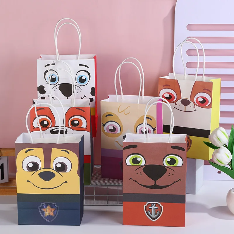 1 stücke neue Pfote Patrouille Anime Geschenkt üten Kraft papier pakcaging Süßigkeiten Handheld Tasche Cartoon Verpackung Kinder Geburtstags feier Lieferungen