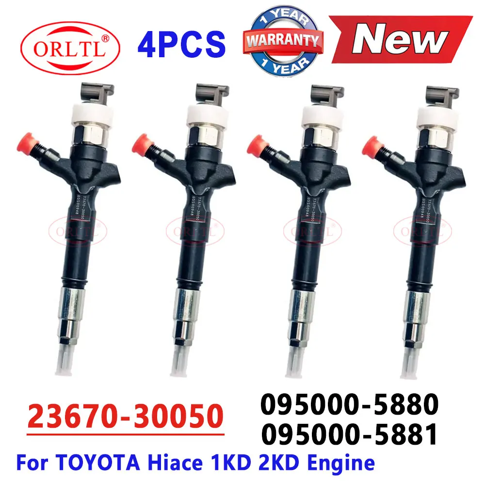 

4 PCS 23670-30050 Common Rail Injector 095000-5880 Diesel Fuel Nozzle 2367030050 0950005880 For Toyota Hiace 1KD 2KD FTV Engine