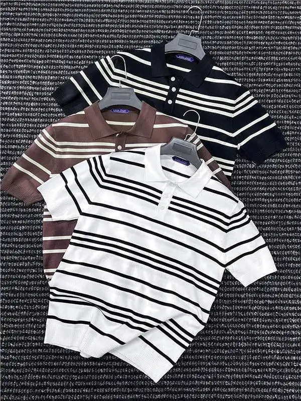 

Мужская футболка Ele Gentleman's из ледяного шелка, трикотажная, с коротким рукавом, для делового и повседневного стиля, летняя, легкая.