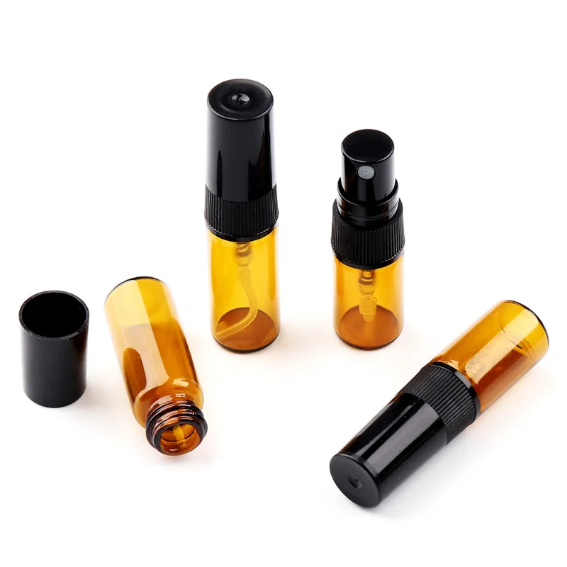 5/10 Stück Packung 2–10 ml klare Mini-Parfüm-Glasflasche, leere Kosmetikflasche, Probe, Reagenzglasfläschchen, bernsteinfarbene, nachfüllbare Flaschen