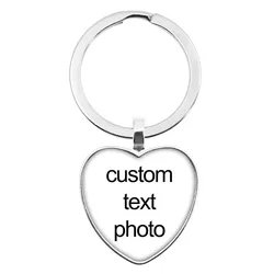 New Personalized Custom Pendant One Side Peach Heart Keychain Glass Pendants Mum Dad Baby Grandpa Parents Custom Gifts