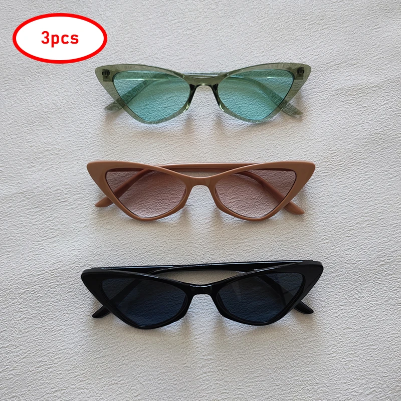 

3 Pairs Per Set Fashion Vintage Cat Eye Sunglasses For Women Small Frame Triangle Retro Sun Glasses UV400 Summer Outdoor Eyewear