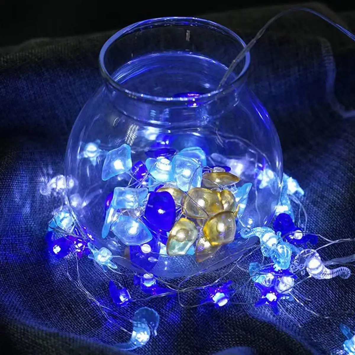 Ocean Theme Led String Light Holiday Lights Decorative For Home Party Star Battery Operated Diy Fairy For Birthday Mermaid White