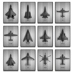 Minimalist Aircraft Design Poster F16 Fighting Falcon Sukhoi Su 27 Canvas Painting Wall Art for Living Room Home Decoration