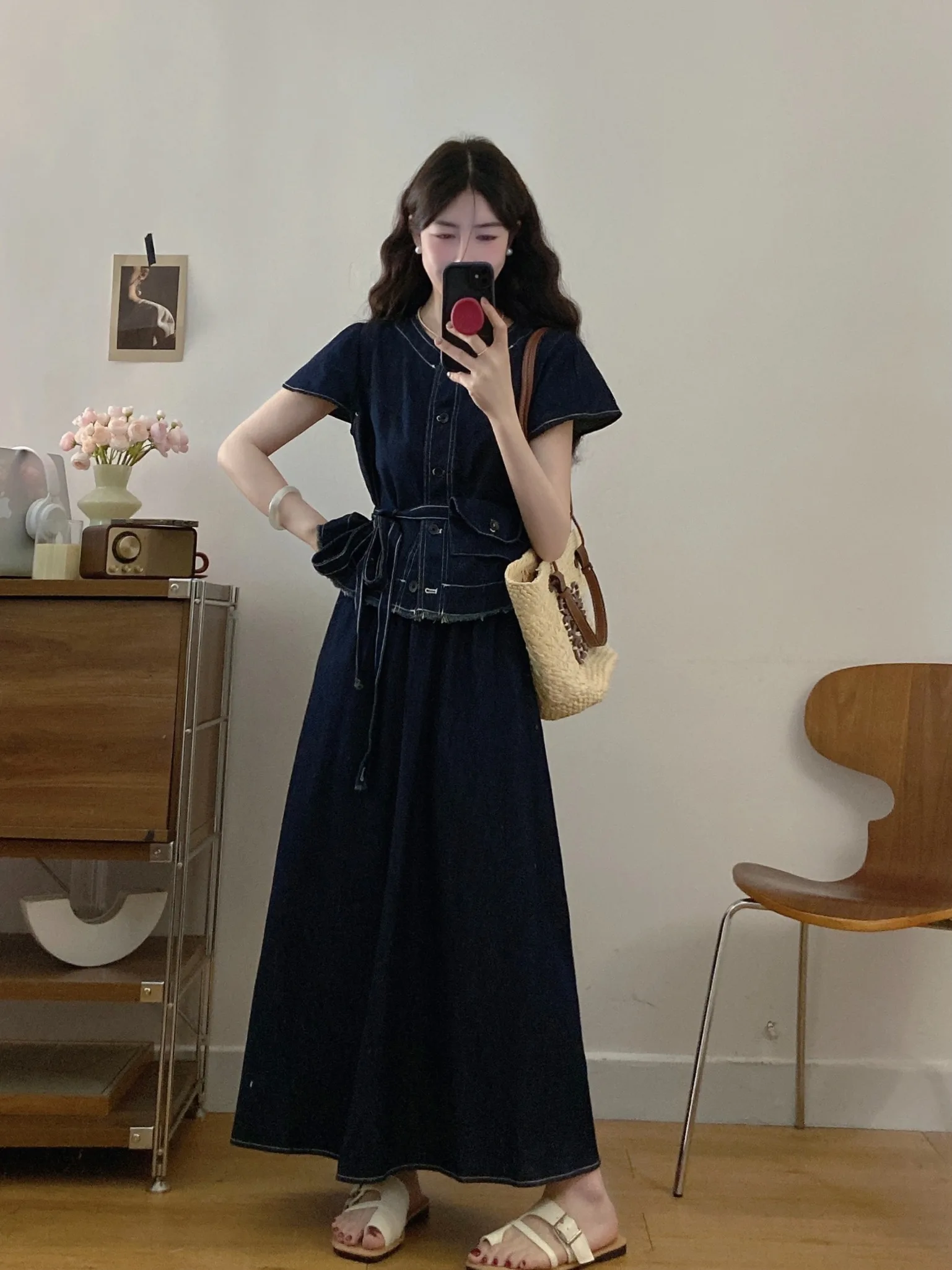 

Женские джинсы больших размеров в корейском ретро-стиле с высокой талией, поясом и рваными краями, повседневные летние, новые, модные, для работы и отдыха