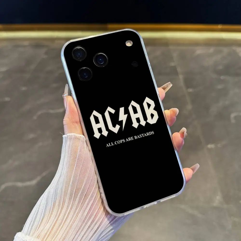 A-Acab ウルトラフォンケース iPhone 17、16、15、14、13、12、11 Pro、Max、Plus、X、XS、XR、SE4、E Mini用 透明ソフトカバー