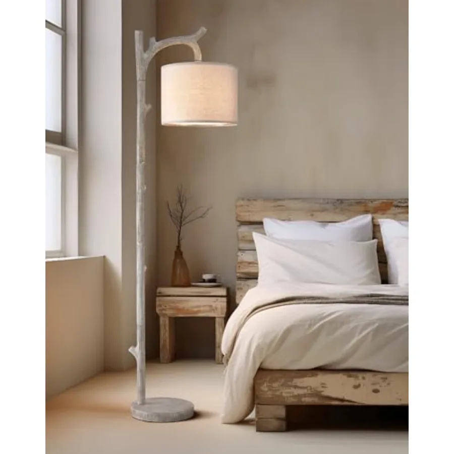 

Rustic Farmhouse Tree Trunk Floor Lamp Classic Country Wood Grain Resin Vintage 61.25" Standing Floor Lamp Retro Decorative Lam