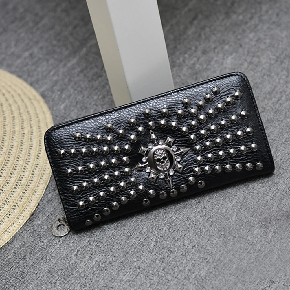 

Skull Design Unisex PU Wallet Zipper Clutch Coin Purse Multifunctional Credit Holder for Women Men Compact Carry Daily