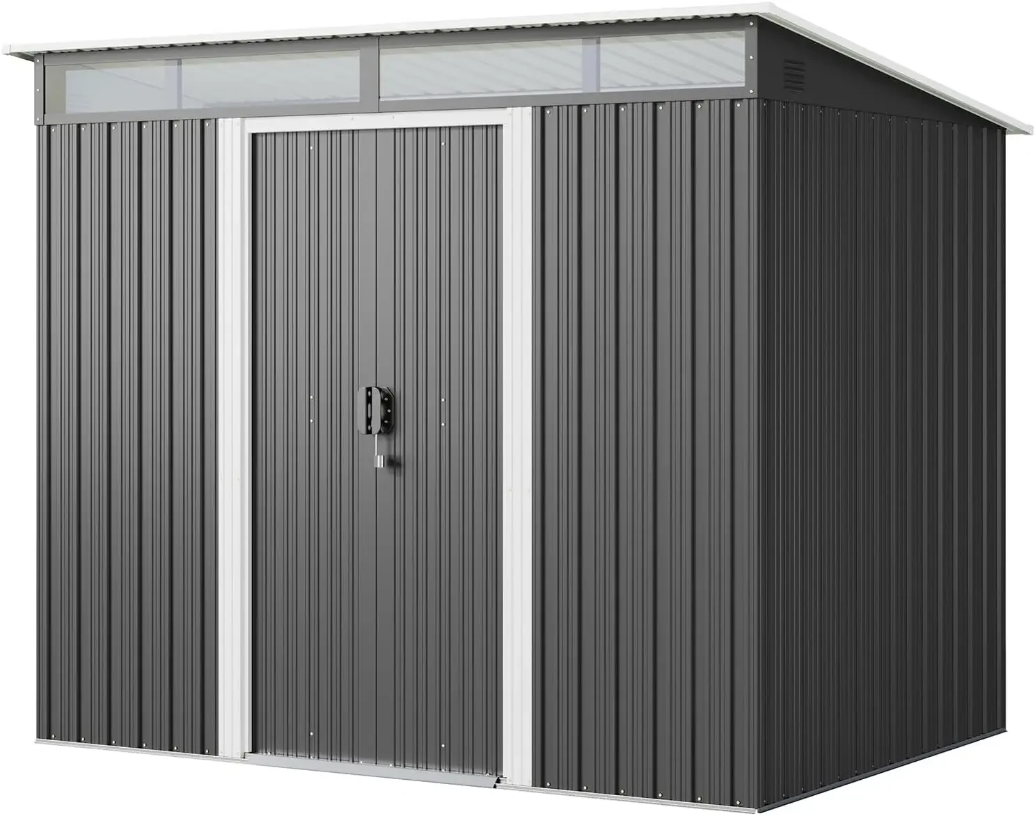 

6'x4'/8'x6' Outdoor Storage Shed w/Sliding Doors,Versatile Metal Shed w/Panel Windows for Backyard,Patio,Garden-Brown/Gray