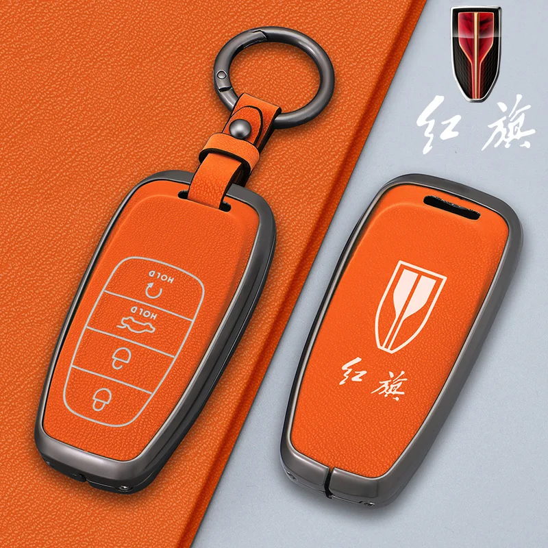 

Metal Car Key Cover Remote Fobs Cases Protector Keychain Accessories For FAW Hongqi 2023 E-HS9 High-end H5 H9 2020 2021 2022