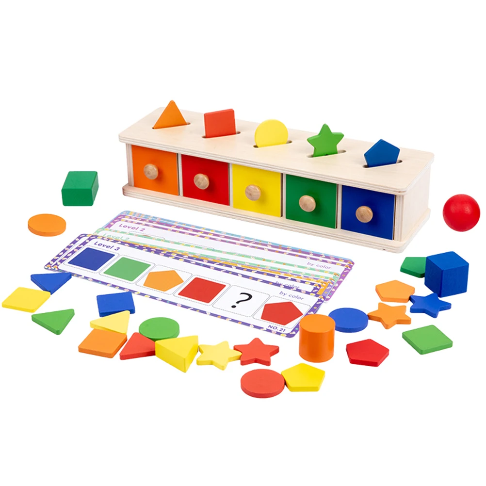 1 set 1 Set Wooden Color Number Matching Box Dual-Purpose Sorting Puzzle For Toddlers Fine Motor Skills Kids Educational Shape