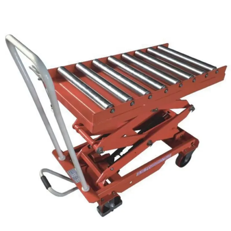 【Best-selling】New Condition 220V Movable Manual Hydraulic Scissor Lift Platform Truck Simple Pedal Trolley Metal Mobile Lift Tab