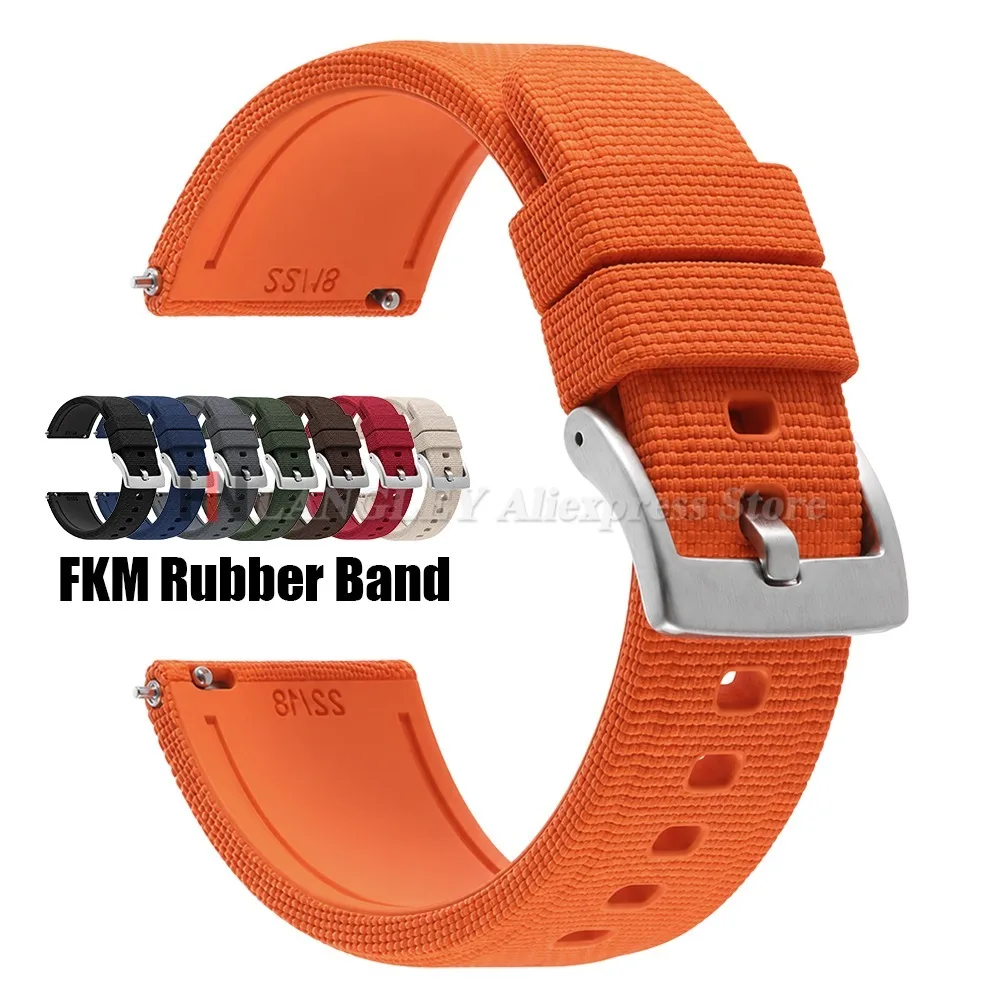 FKM Fluoro Rubber Watch Straps 20mm 21mm 22mm Quick Release Men Women Diving Waterproof Watch Band for Seiko for Rolex Bracelets