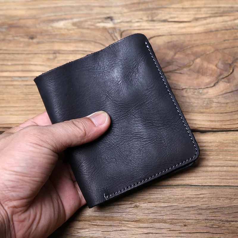 NZPJ männer Leder Brieftasche Retro Top Schicht Rindsleder Brieftasche Vertikale Dokument Clip Kurze Jugend frauen Ultra-dünne geldbörse Tasche – Detail 15