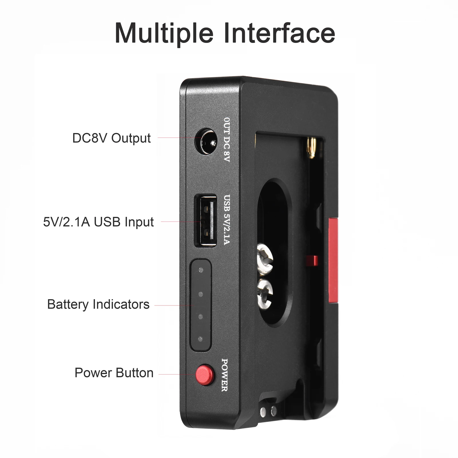 Andoer NP-F Battery Charger Metal Battery Adapter Plate USB DC12V DC8V DC Outputs 1/4In for NP-F970/F950/F930/F770F750/F570/F550