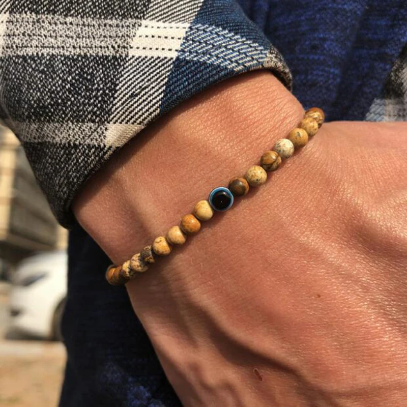 남성용 미니멀리스트 오토바이 팔찌, 터키 악마의 눈 팔찌, 야외 스포츠 캠핑 등산 사이클링 팔찌, 그를 위한 선물