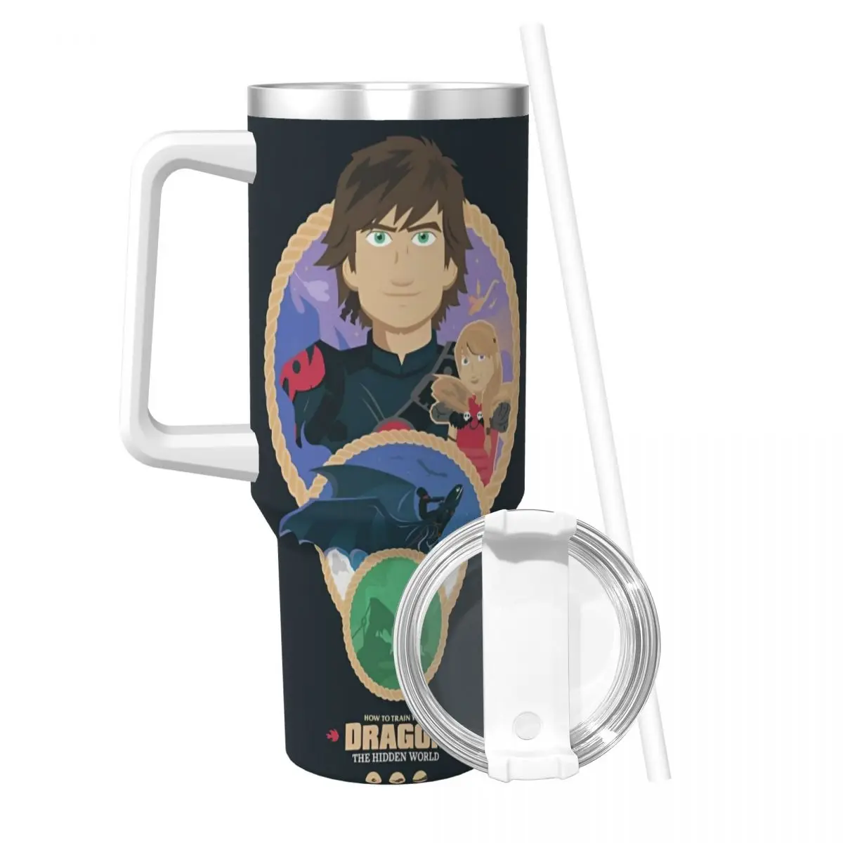 How To Train Your Dragon Stainless Steel Tumbler meme Travelist Mugs Cup 40oz Thermal Mug Portable Cold Drink Tea Water Bottle